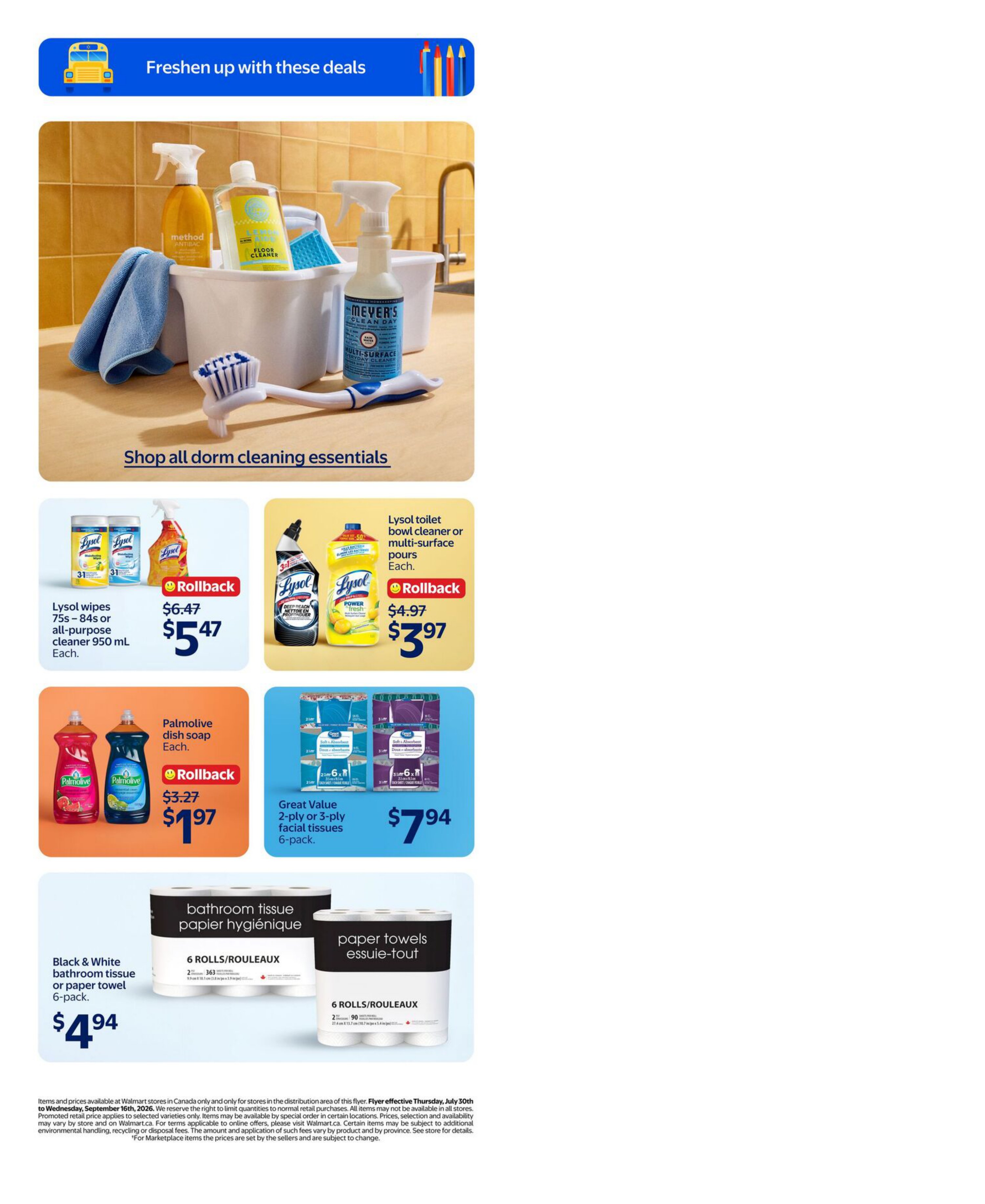 Lysol wipes 75s – 84s or all-purpose cleaner 950 mL Each.